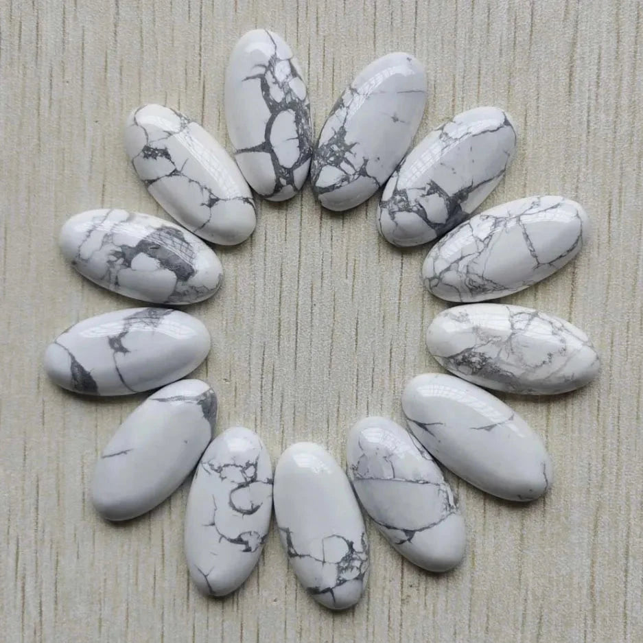 Fashion Mix natural Stone oval cabochons beads diy Jewelry accessories making 15x30mm Wholesale 20pcs/Lot fast shipping - AMULET RING STORE