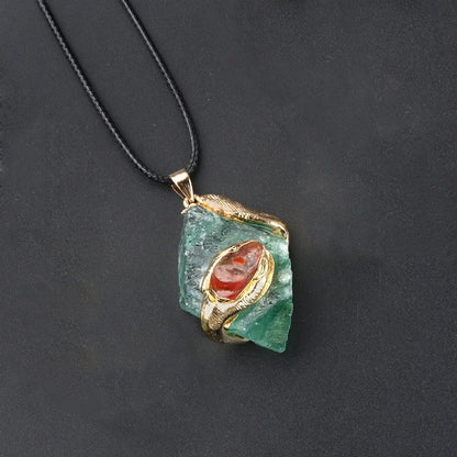 Natural Stone Gold Plated Pendant Necklace Irregular Gilt snake shape Crystal Link Healing Crystals Stone Necklaces For Women