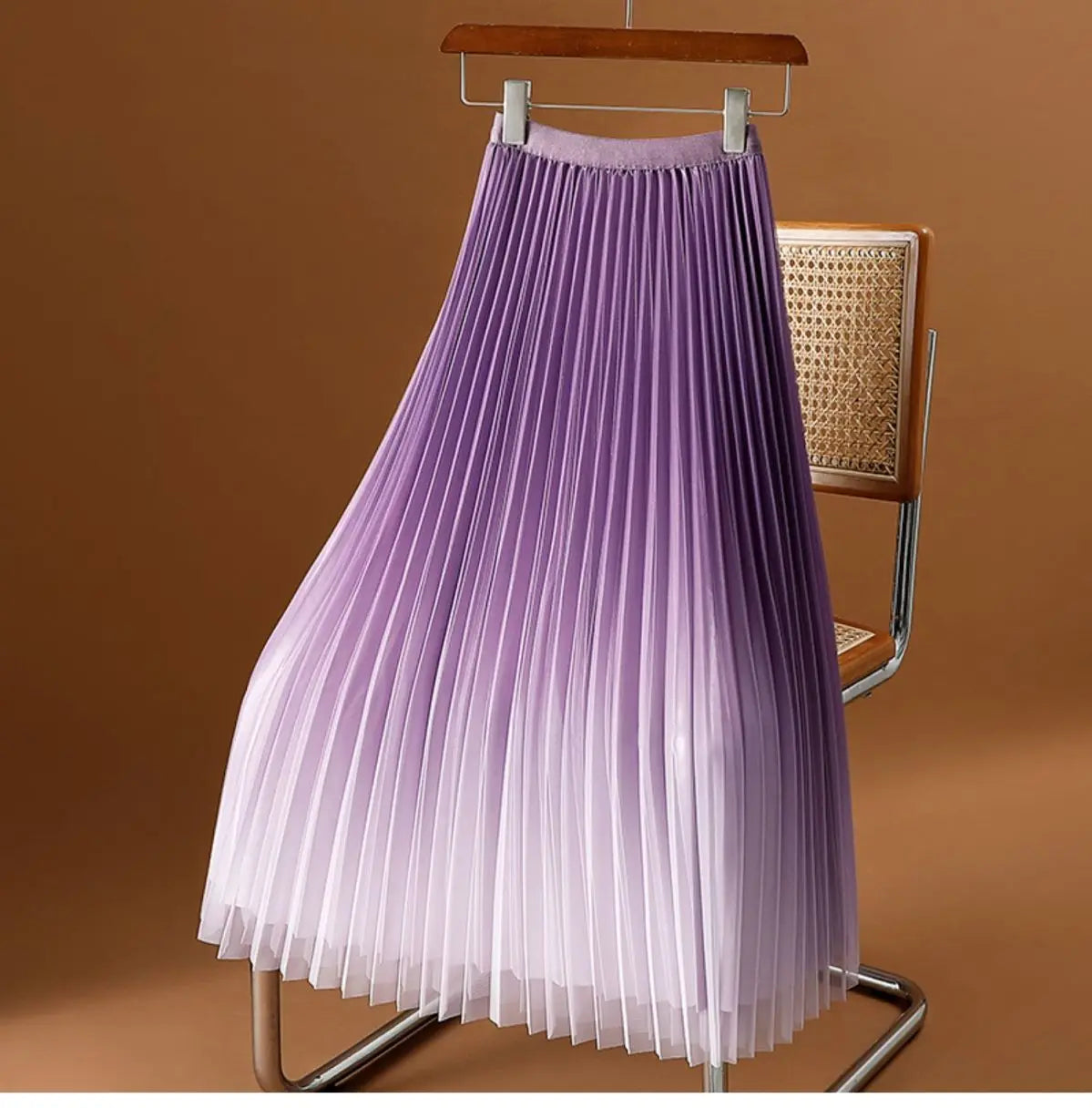 2023 Summer Tulle Mesh Gradient Skirt High-end High Waist Long Skirt Elegant Evening Party Sexy A-line Pleated Skirts Women Boho