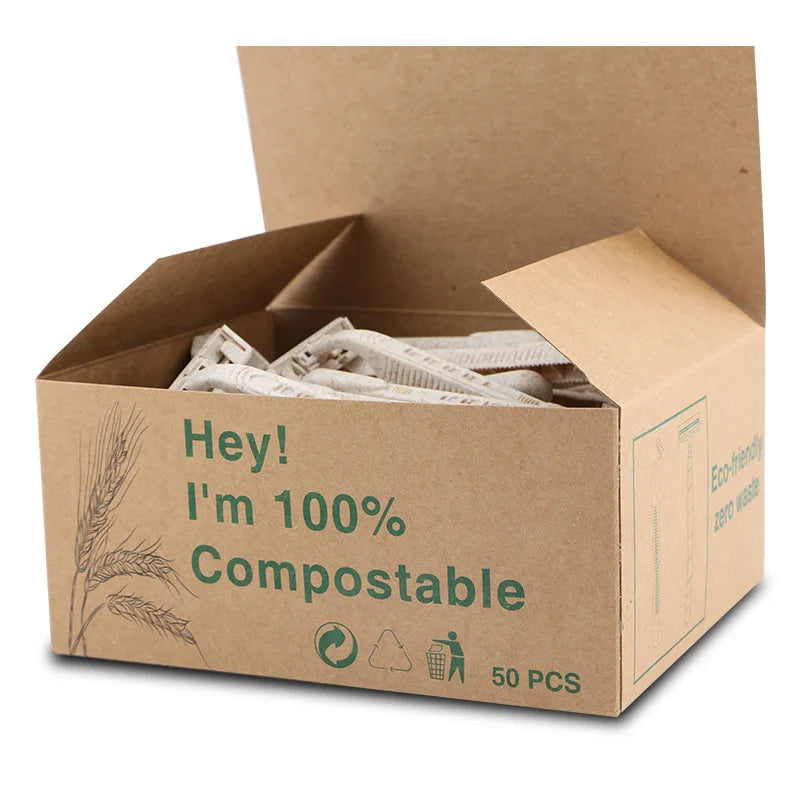 50pcs Eco-friendly Wheat Straw Razors Disposable Stainless steel blades are highly degradable and recyclableTattoo supplies - AMULET RING STORE