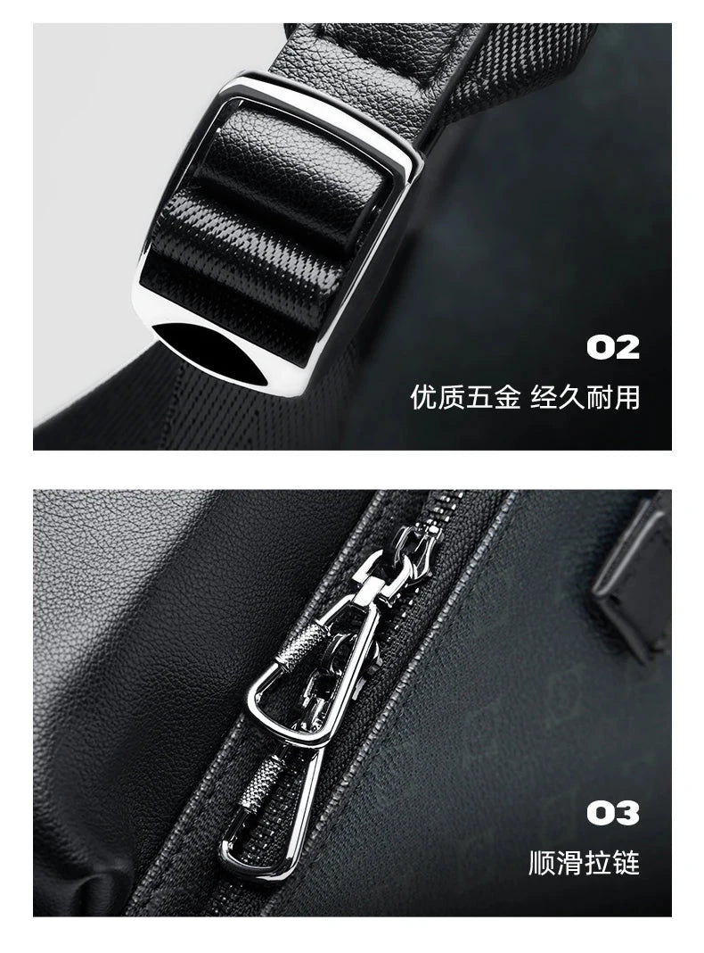 Septwolves Stylish Man Printed Leather Travel Backpack High Qualit Business Work Commuting Flip Print Monogram Laptop Backpack