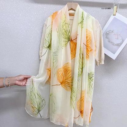 2025 Silk Scarf Women Hijab Pashmina Long Beach Stoles Shawl Wrap Headbands Spring Warm Scarves Bandana Ladies Neckscarf Foulard