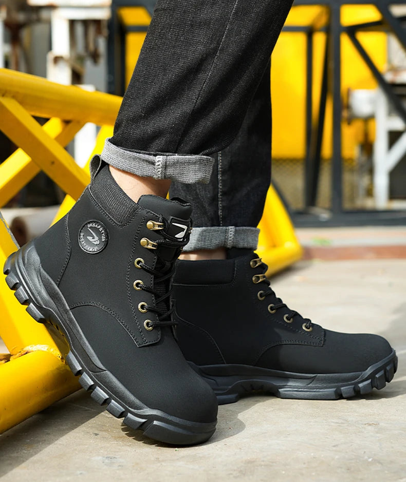 High-top PU anti-smash anti-puncture breathable safety shoes - AMULET RING STORE