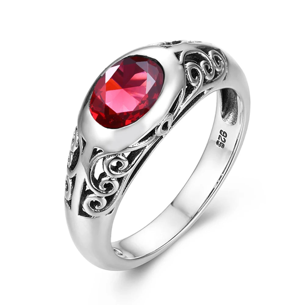 Retro Real 925 Sterling Silver Peridot Rings For Women 6*8mm Oval Gemstones Wedding Enagement Famous Brand Jewelry