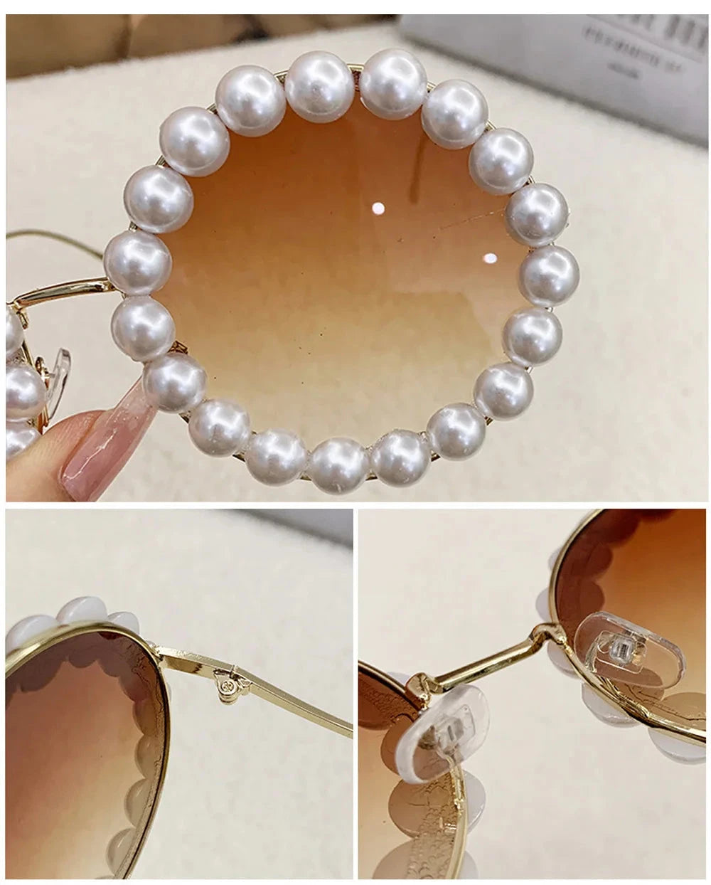 Pearls Decorative Sunglasses Women Luxury Fashion Trend Sun Glasses Gradient Color Lenses UV Protection Eyewear Fast Shipping