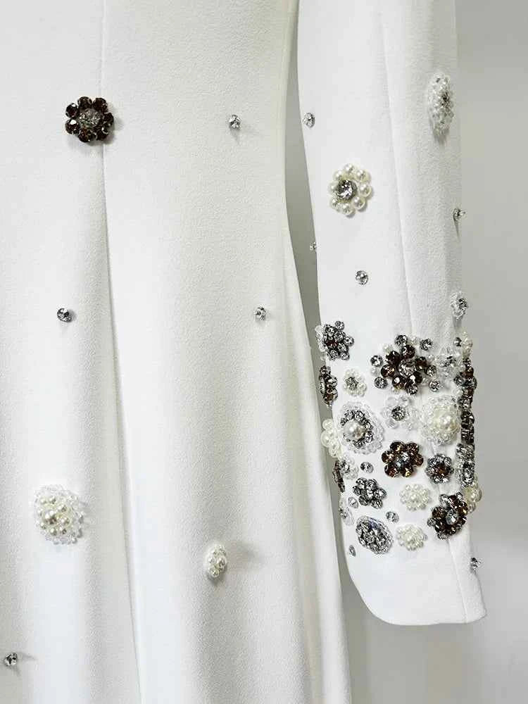 HIGH STREET Newest Fashion 2025 Designer Party Vestido Women's Formal Long Sleeve Luxurious Beaded Long Maxi Dress