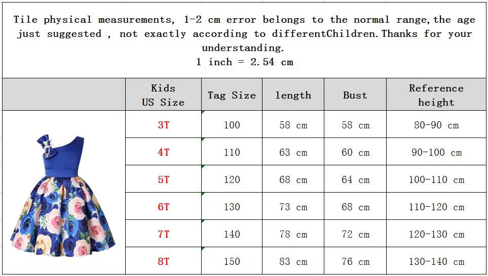 Summer Girls Rose Print Dress Princess Wedding Birthday Party Frocks Satin Children Vestidos Dresses For Girl Christmas Clothing