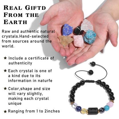 Aries Bracelet Birthday Gift Box To Friend Family Constellation Sign Braided Bracelet With 6 Natural Stone Jewelry For Women Men