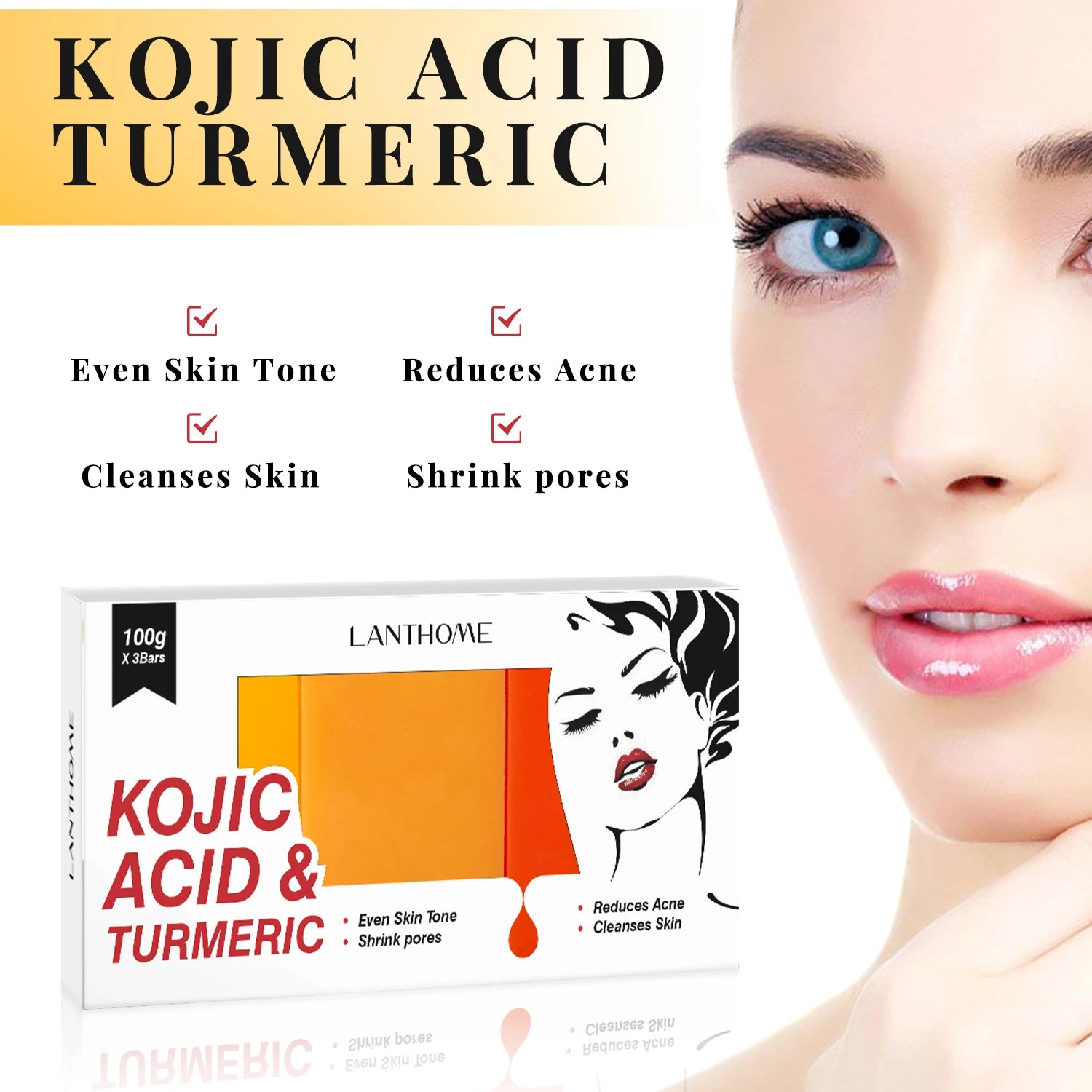 5PCS Kojic Acid Skin Care Set Kojic Acid Soap Moisturizing Facial Cream Body Lotion Face Cleanser Skin Care Products - AMULET RING STORE