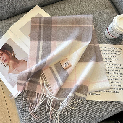 100% Wool Winter Scarf for Women Long Warm Cashmere Scarves Hijab Solid Lady Shawl Wrap Female Pashmina Bandana Head Scarves