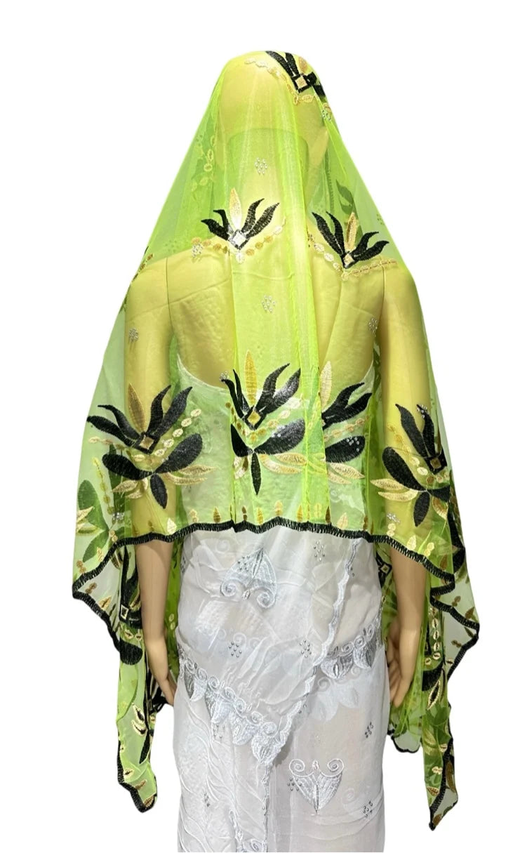 on sale 2025 New African Net Hijab Scarf For Muslim Women African Dubai Islam Headscarf Embroidery Shawls voile - AMULET RING STORE