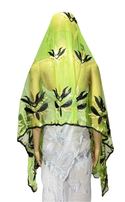 on sale 2025 New African Net Hijab Scarf For Muslim Women African Dubai Islam Headscarf Embroidery Shawls voile - AMULET RING STORE