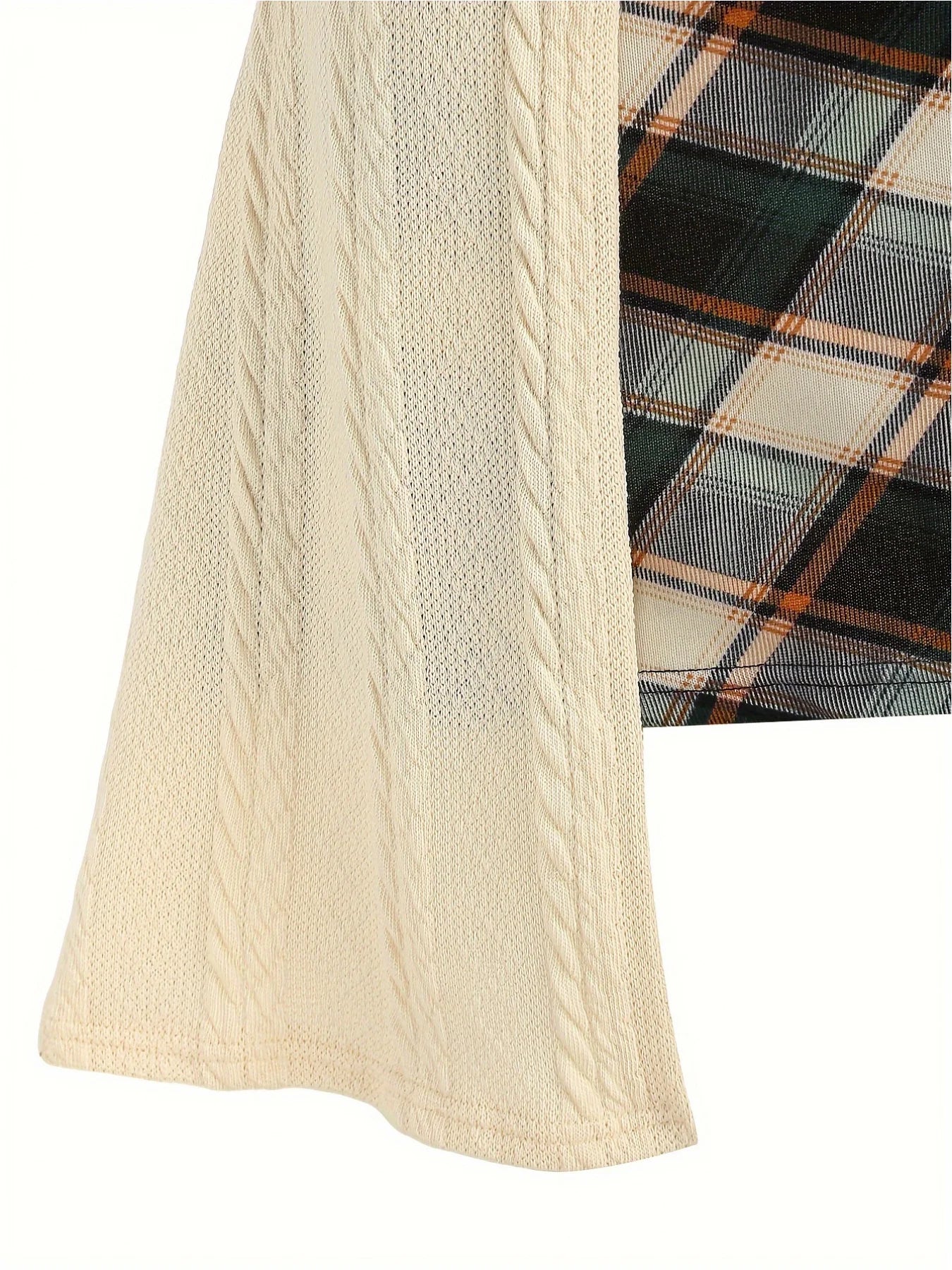 European and American fashion plus-size women's elegant temperament stitching buckle plaid printing knitted plus-size dress wome