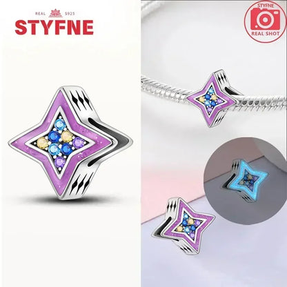 S925 Silver Glow-in-the-dark Firefly Charm Pendant Fit Original Charms Bracelet Gift Beads for Women Diy Fine Jewelry Gifts - AMULET RING STORE