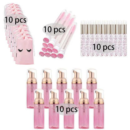 20/40PCS Suit 60ML Empty Pump Bottle Eyelash Shampoo Care Makeup Tool Travel Foam Dispenser Bottle Plastic Cleanser Soap Care - AMULET RING STORE