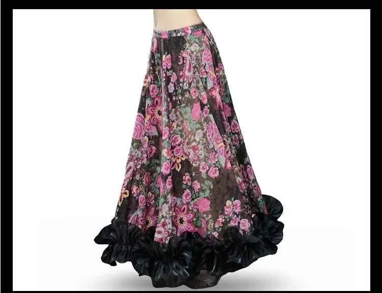 Spanish Belly Dance Skirt Dress New 360 Degree Big Swing Dance Skirt Opening Dance Oriental Dance Skirt Gypsie Tribal Long Skirt