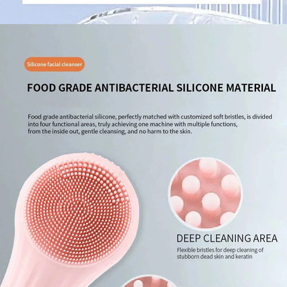 Electric Facial Cleansing Brush Sonic IPX7 Waterproof Silicone Face Scrubber Exfoliator Vibration Massager Deep Cleansing Care