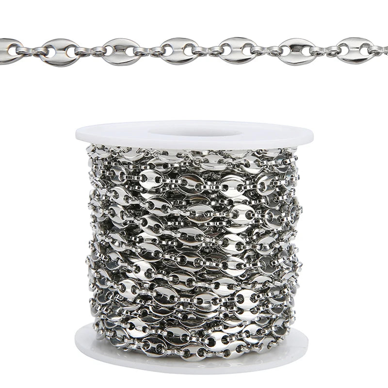 1M Heavy Chunky Hip Hop Chain Stainless Steel Frosted Oval Link Chains for DIY Men Jewelry Making Punk Necklace Bracelet Chain - AMULET RING STORE