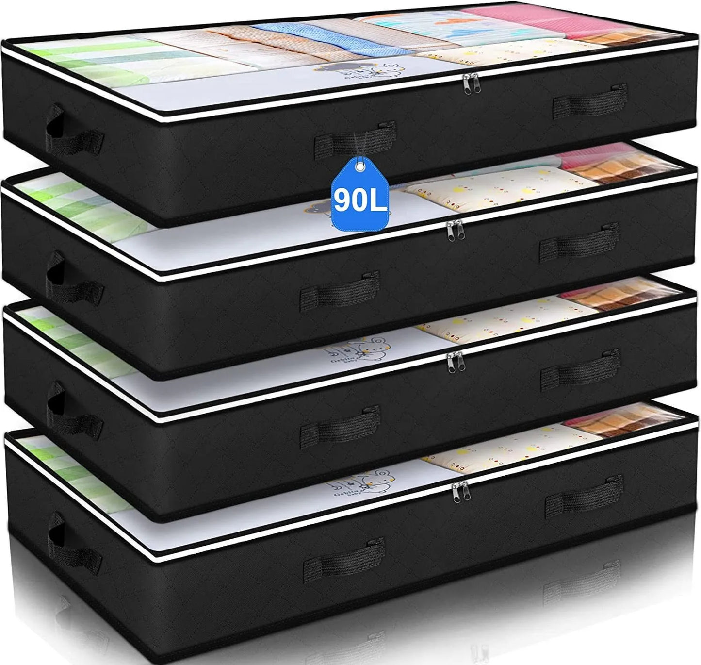 Foldable Under Bed Storage Containers with Clear Window Underbed Toy Organizers and Clothing Storage Bags Closet Storage Bins - AMULET RING STORE