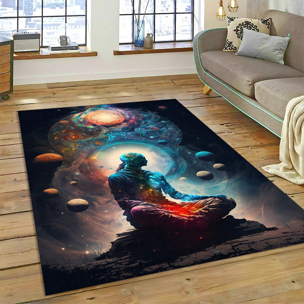 Naturalize Yoga Zen Meditation Rainbow 7 Chakra Carpet Rug for Home Living Room Bedroom Sofa Doormat Decor,Area Rug Non-slip Mat