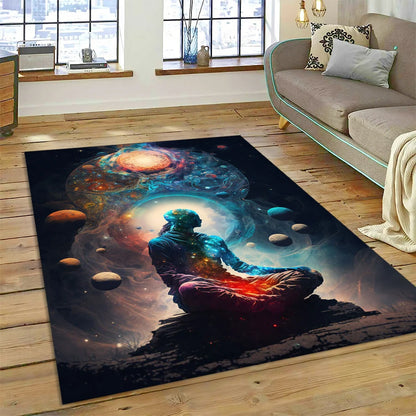 Naturalize Yoga Zen Meditation Rainbow 7 Chakra Carpet Rug for Home Living Room Bedroom Sofa Doormat Decor,Area Rug Non-slip Mat