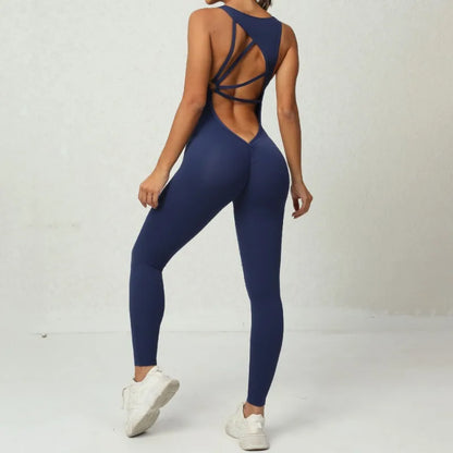 Seamless Yoga Jumpsuits Sports Fitness One-Piece Yoga Sleeveless Workout Clothes Running Sportswear Tight Training Tracksuits