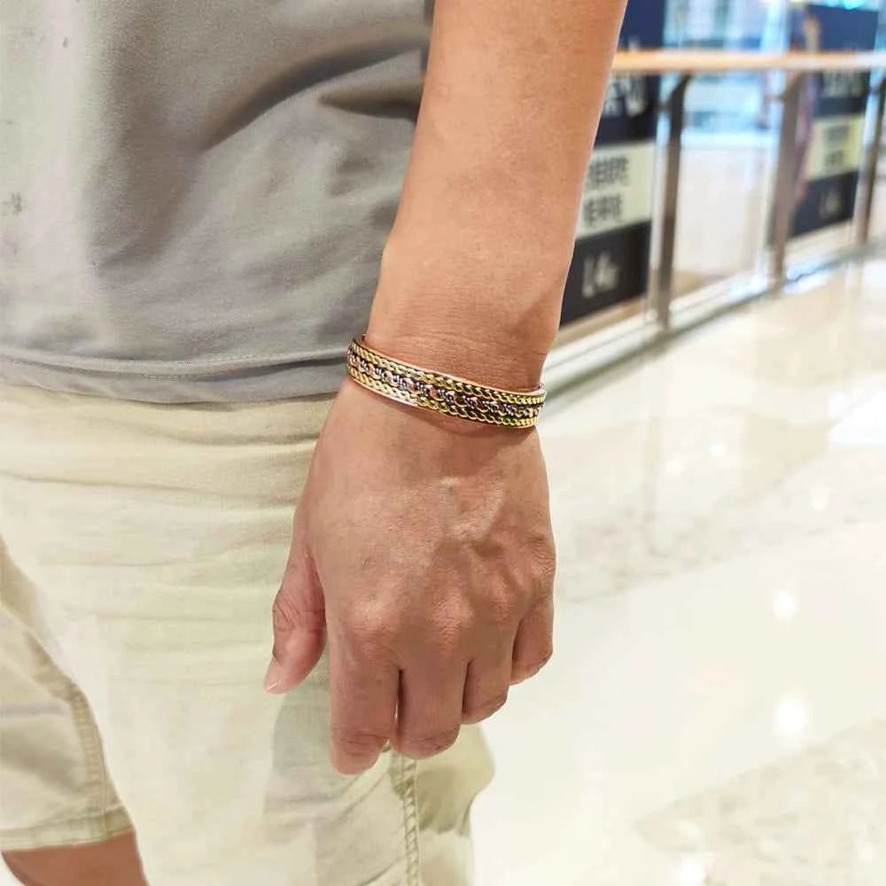 Vinterly Pure Copper Bracelets Magnetic Twisted Cuff 12mm Rose Adjustable Health Energy High Magnets Bangles Resizable Jewelry