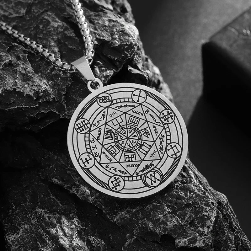 Seven Archangels Seal Necklace Pendant Solomon's Four-Word Seal Amulet Necklace