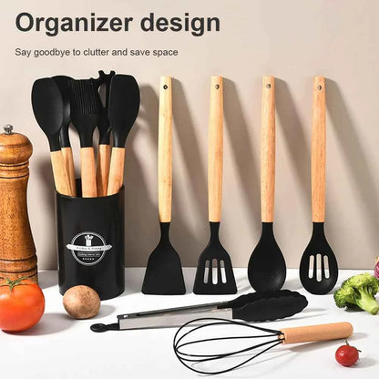 12Pcs Kitchen Utensil Set Silicone Spatula Set Spatula Spoon Brush Whisk Cooking Tools Kit Non-Stick Spatula Set for Kitchen