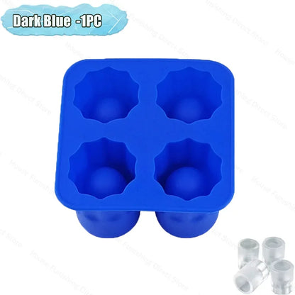 4Cup Shape Silicone Ice Cube Mold Tray for Summer Bar Party DIY Cold Drinks Kitchen Essential Ice Cup Maker Compartment Mold - AMULET RING STORE