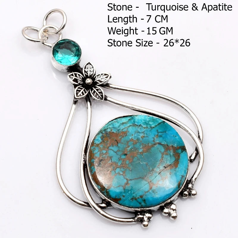 Genuine  Agate Labradorite Jasper Turquoise Rose Quartz Pendant