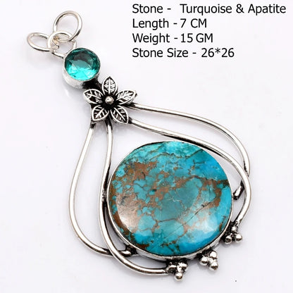 Genuine  Agate Labradorite Jasper Turquoise Rose Quartz Pendant