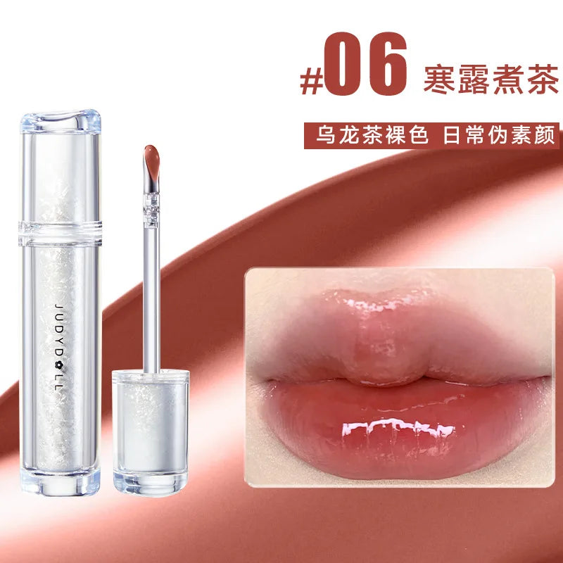 Judydoll Ice Iron Lip Glaze Lipsticks Non-Stick Cups Mirror Shine Watery Lip Lotion Metal Brush Head Makeup Cosmetics - AMULET RING STORE