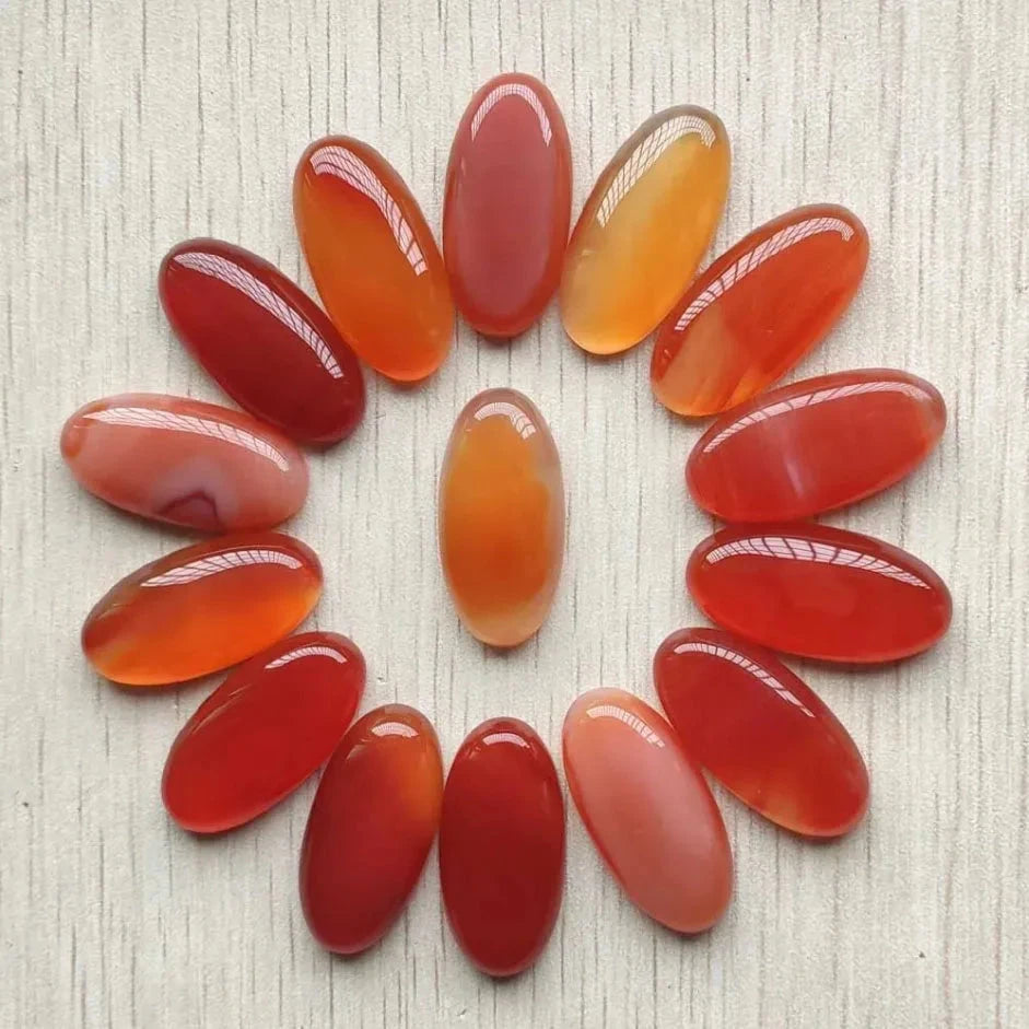 Fashion Mix natural Stone oval cabochons beads diy Jewelry accessories making 15x30mm Wholesale 20pcs/Lot fast shipping - AMULET RING STORE