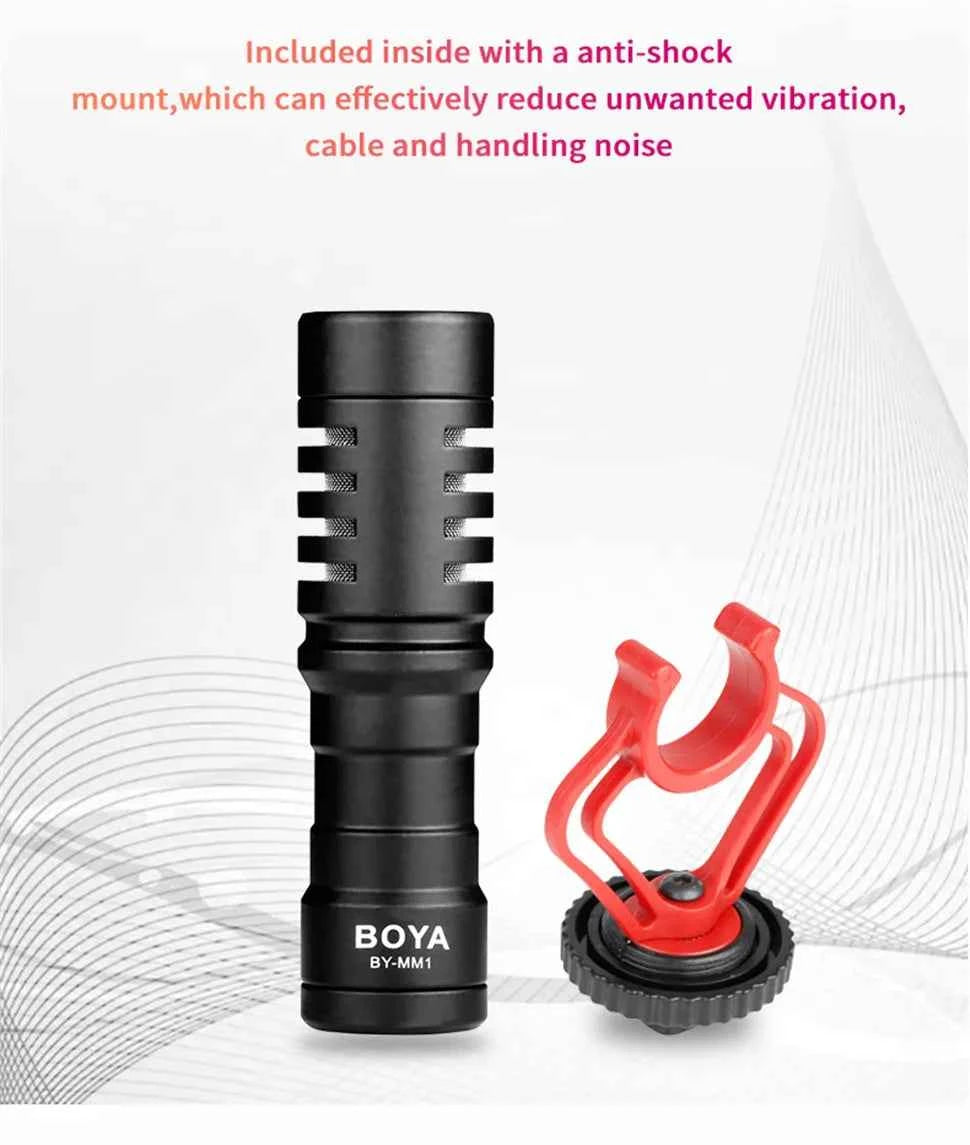 BOYA BY-MM1 Professional Cardioid Shotgun Microphone for iPhone Android Smartphone PC Canon Nikon DSLR Camera Recording Vlog
