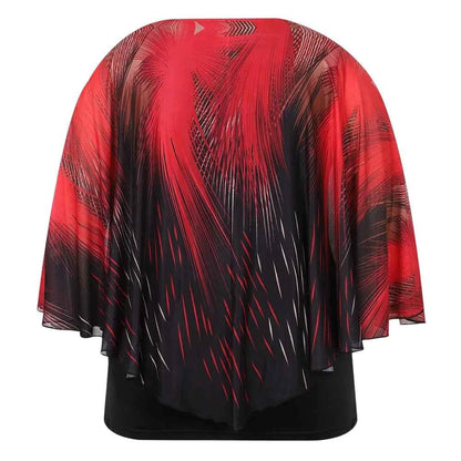 Plus Size Women's Aurora Printed Gauze Cloak Sleeve Blouse Tunic Tops Ladies Summer Casual Loose T Shirts Tee XL 2XL 3XL 4XL 5XL