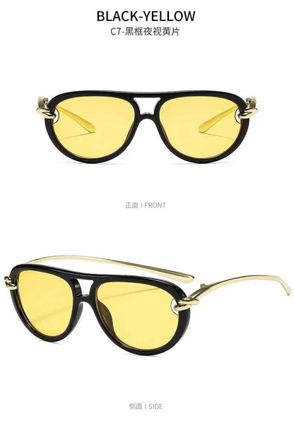 New Fashionable Personalized Toad Sunglasses Knot Double Bridge Metal Anti UV Glasses Outdoor Trendy Street Photography