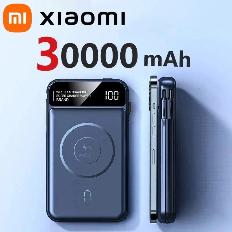 Xiaomi 50000mAh Portable Wireless Charging Power Bank Magnetic Charging Built-in Wire Mobile Phone Battery For Iphone Samsung - AMULET RING STORE