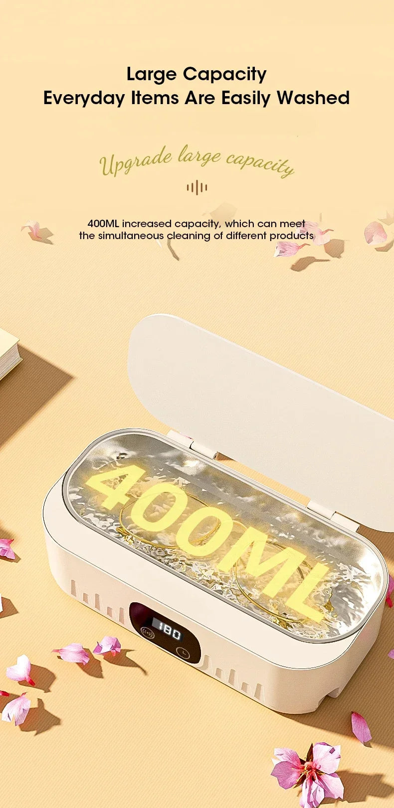 Ultrasonic Cleaning Machine 400ml Ultrasonic Cleaning Tank Automatic Cleaning Makeup Brush Glasses Watches Jewelry Cleaning - AMULET RING STORE