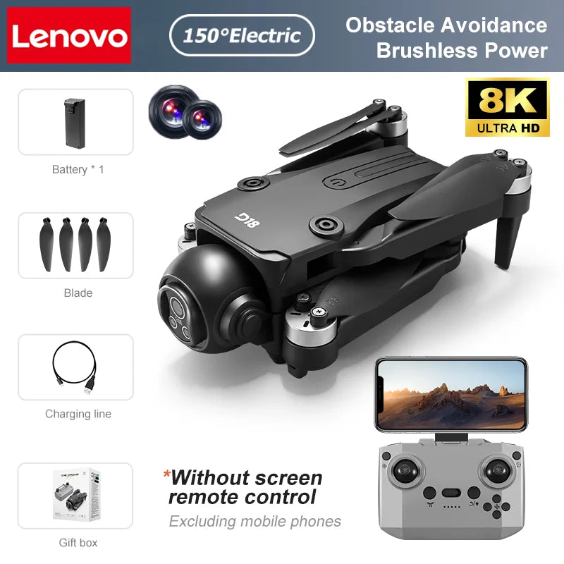 Lenovo D18 Drone 8K Aerial HD Dual Camera Photography Intelligent Obstacle Avoidance Brushless Motor 5G WIFI GPS Return VR Drone