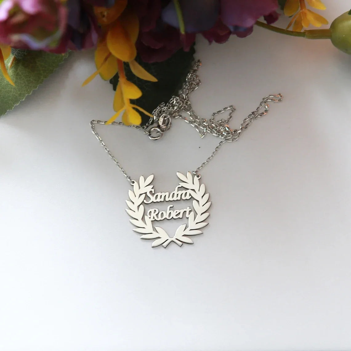 Custom Laurel Wreath Name Necklace Women Girl Jewelry Personalized Stainless Steel Couple Nameplate Necklace Gifts For Her