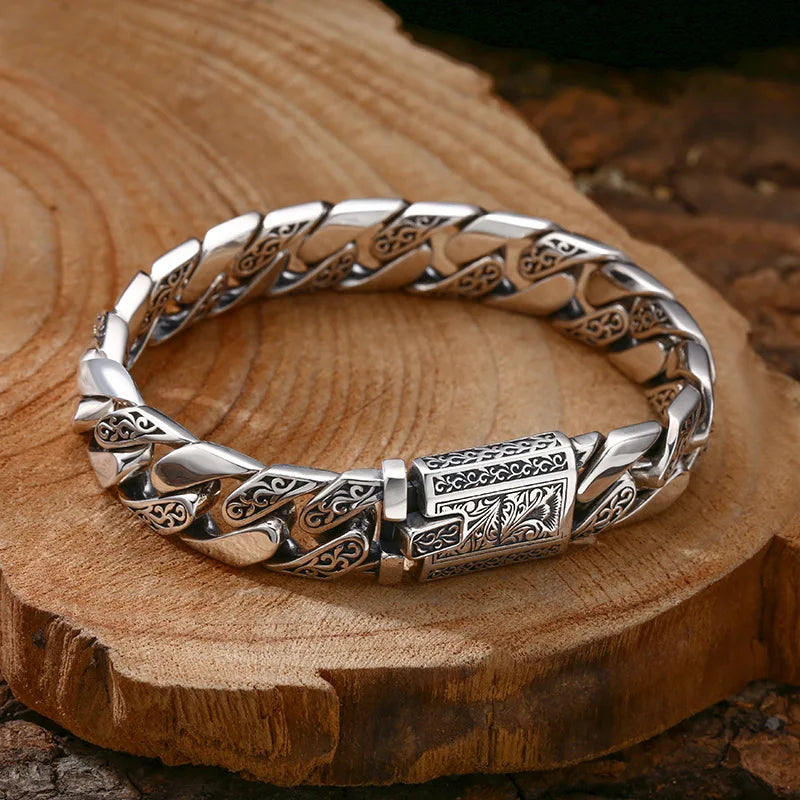 S925 Sterling Silver Timeless Vine Garland Buckle Retro Punk Tank Bracelet Jewelry Creativity Gift Factory Price