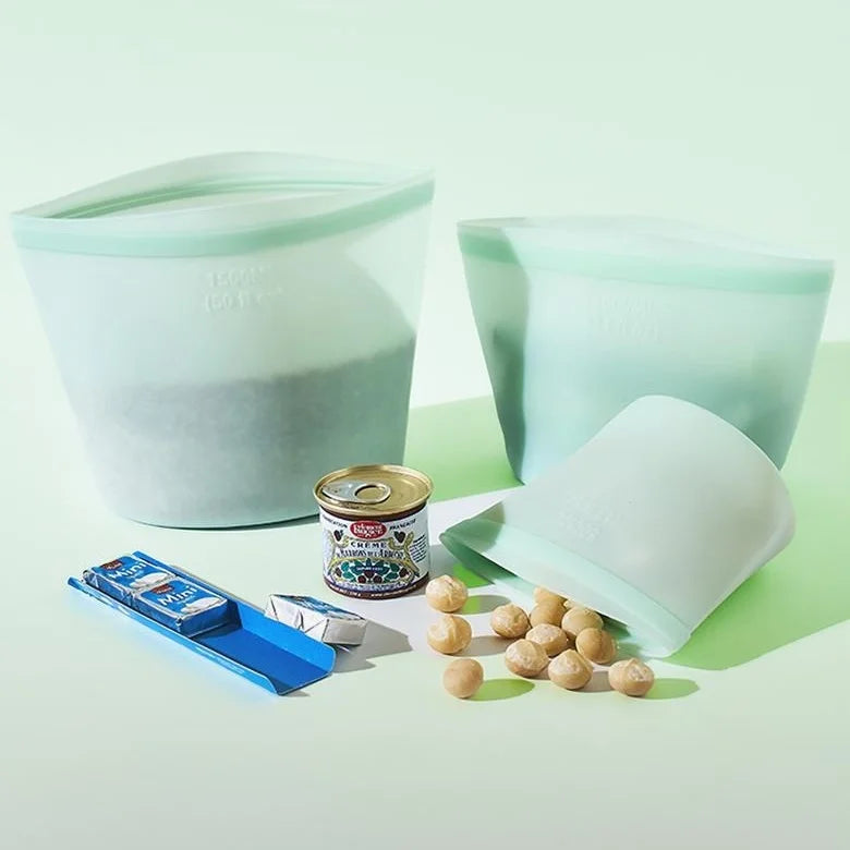 1/3/4Pcs/Pack Silicone Storage Bag,Reusable Food Grade Fresh-keeping Zipper Bags,BPA Free,Leakproof,Microwave&Dishwasher Safe - AMULET RING STORE