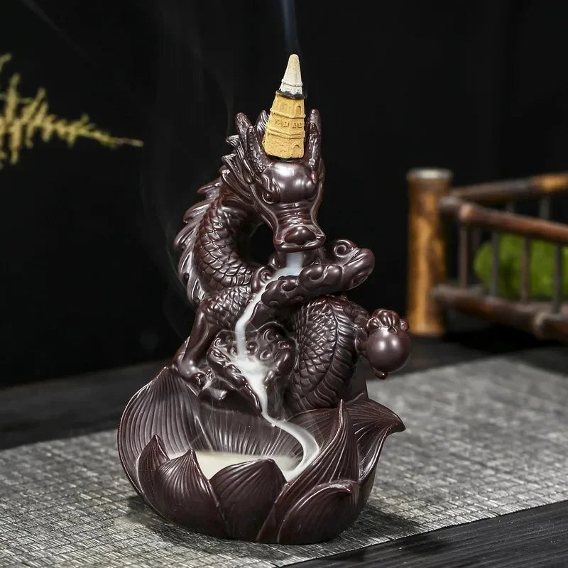 Y The Western Pterosaur Backflow Incense Burner Dragon for Incense Sticks Living Room Smoke Waterfall Incense Base Ceramic Stove - AMULET RING STORE