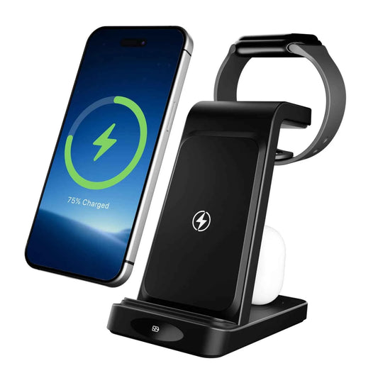 3-in-1 Wireless Charging Station 18W Travel Fast Charger Magnetic Wide Compatibility Foldable For iPhone Samsung Airpods iWatch