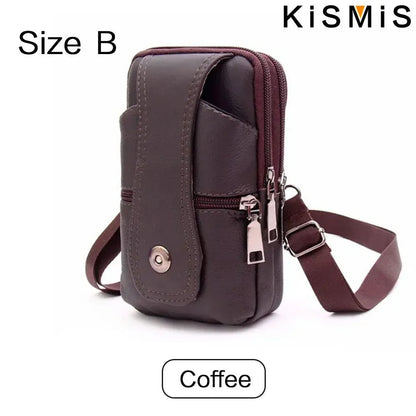 Men Leather Vintage Pack Waist Bag Belt Clip Phone Holster Travel Hiking Cell Mobile Phone Case Cover Belt Pouch Purse Belt - AMULET RING STORE