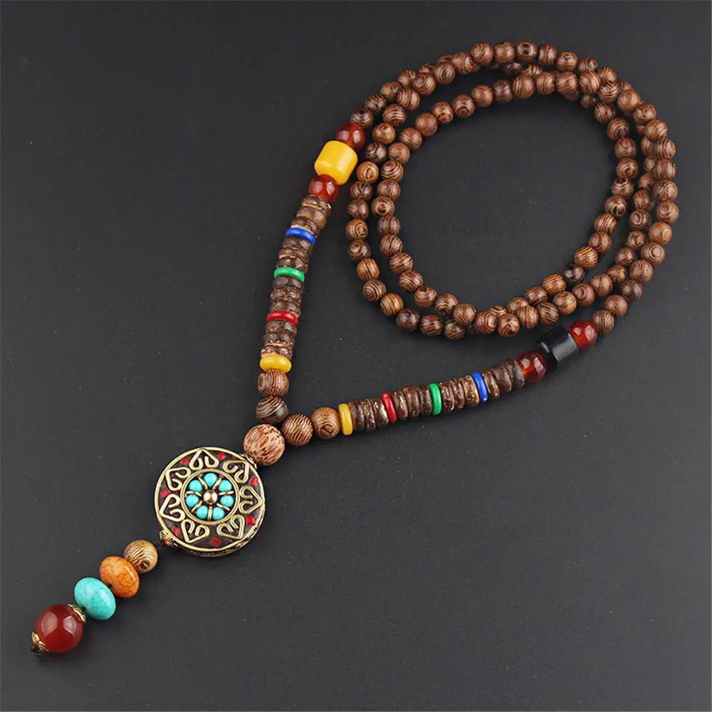 Fashion Long Sweater Pendant Chain Wooden Beaded Tassel Boho Bohemian Necklace Jewelry Nepal Wood Beads Pendant Necklace