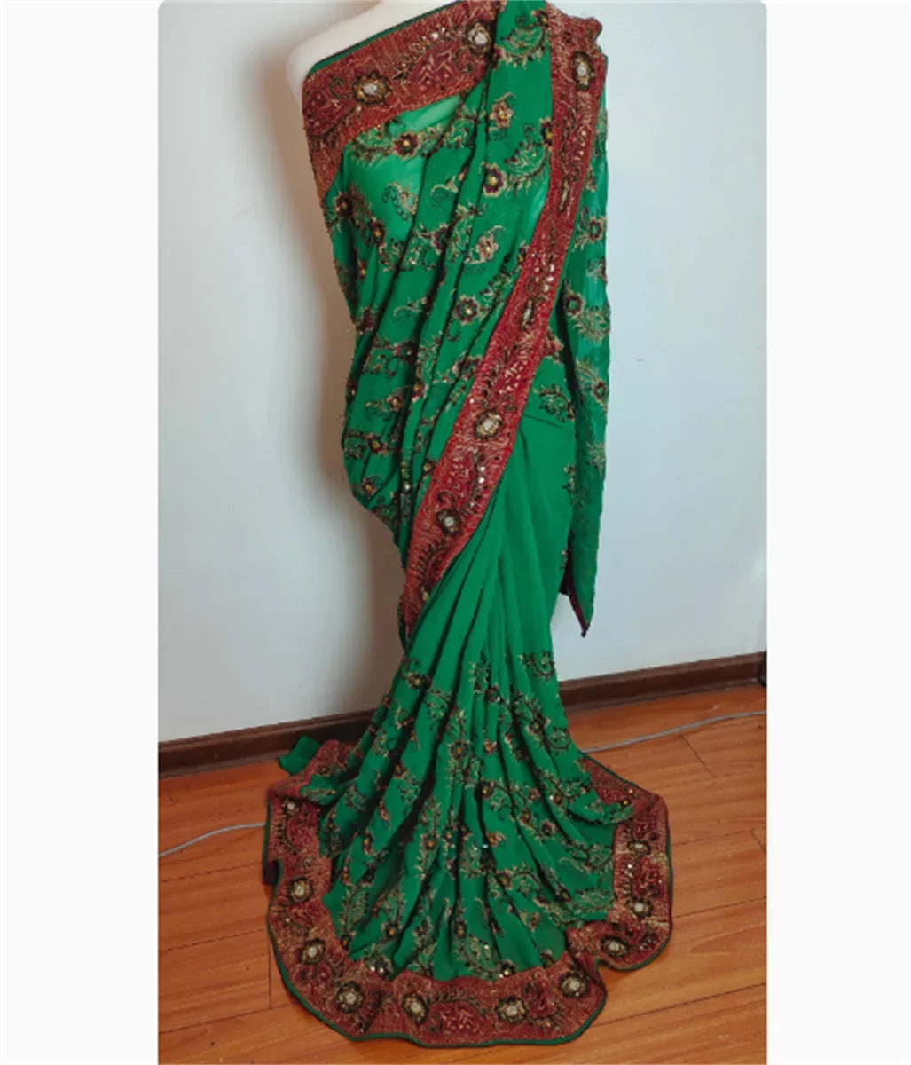 India Sari Nepal Thailand 6-meter Sari costume dress live broadcast featuring Sri Lanka's Grand Sari Lengha