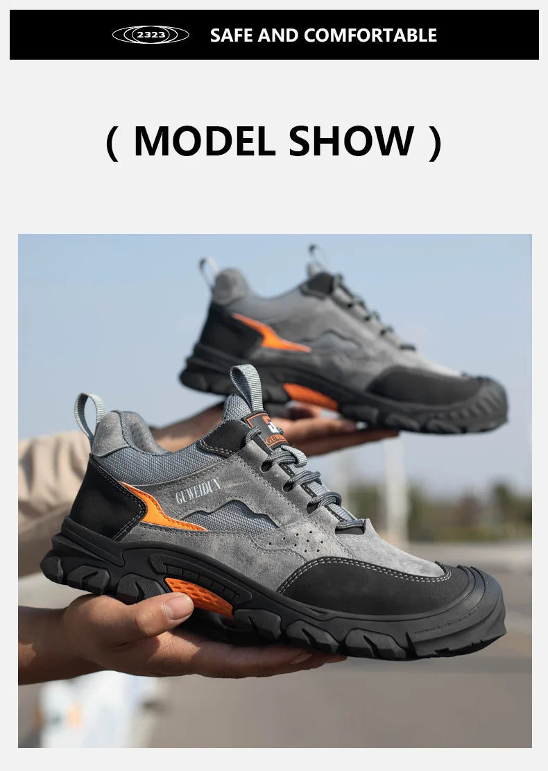 Men Safety Work Shoes Plastic Toe Safety Boots Fashion Lightweight Comfort Working Sneakers Anti-puncture Indestructible Shoes - AMULET RING STORE