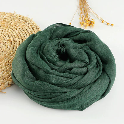 Autumn Winter New Cotton Linen Scarf For Women Girls Solid Color Sunscreen Scarves Soft Foulard Viscose Female Wrap Shawls